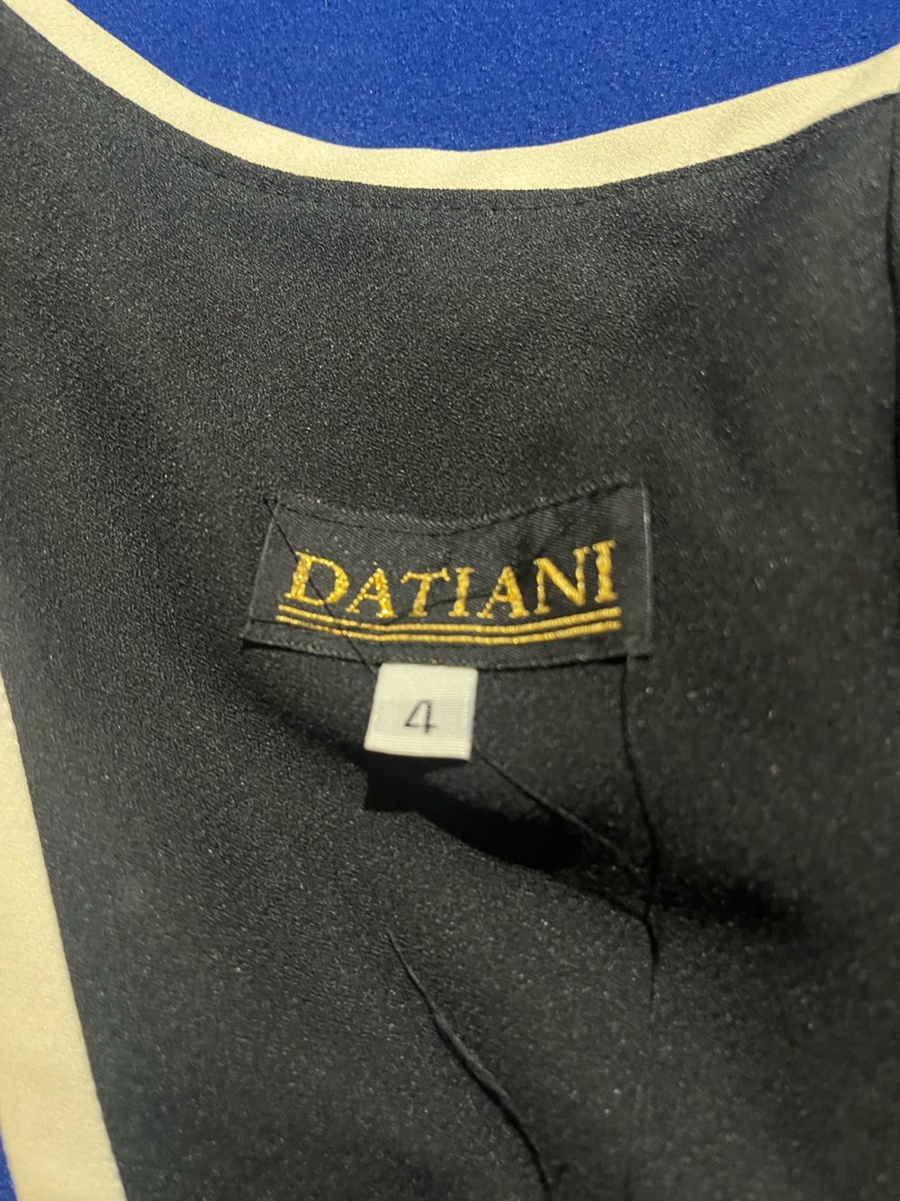 Vintage 90s Sleeveless Black Midi Datiani Dress with Contrast Trim - Picture 2 of 4